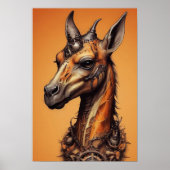 Oranje Steampunk Giraffe, Poster (Voorkant)