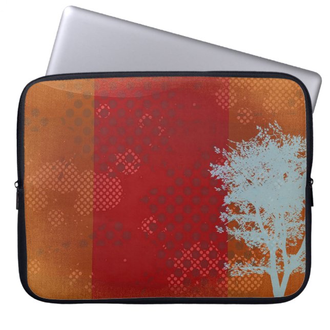 Oranje steampunk met Abstracte laptophoes Laptop Sleeve (Voorkant)