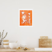 Oranje Stedelijke Pop in kunst | Abstract schilder Poster (Keuken)