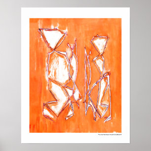 Oranje Stedelijke Pop in kunst   Abstract schilder Poster