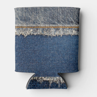 Oranje steek, dubbele denim patch. blikjeskoeler