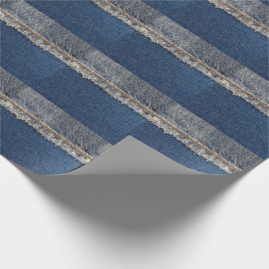 Oranje steek, dubbele denim patch. cadeaupapier (Hoek)