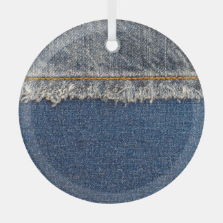 Oranje steek, dubbele denim patch. glas ornament