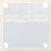 Oranje steek, dubbele denim patch. glazen onderzetter (Achterkant)