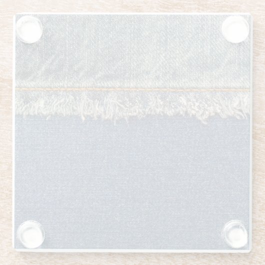 Oranje steek, dubbele denim patch. glazen onderzetter (Achterkant)