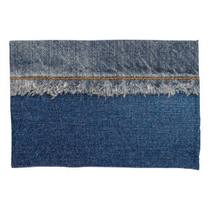 Oranje steek, dubbele denim patch. kussensloop