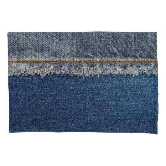 Oranje steek, dubbele denim patch. kussensloop (Voorkant)