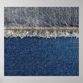Oranje steek, dubbele denim patch. poster