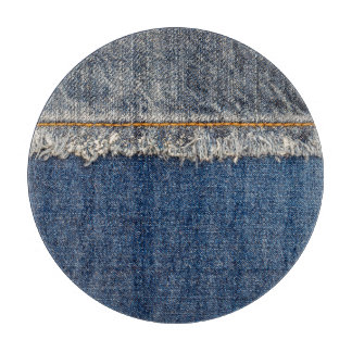 Oranje steek, dubbele denim patch. snijplank