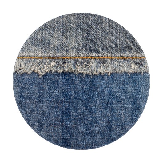 Oranje steek, dubbele denim patch. snijplank (Voorkant)