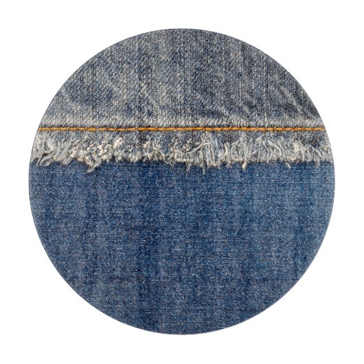 Oranje steek, dubbele denim patch. snijplank (Voorkant)