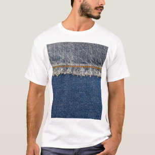 Oranje steek, dubbele denim patch. t-shirt