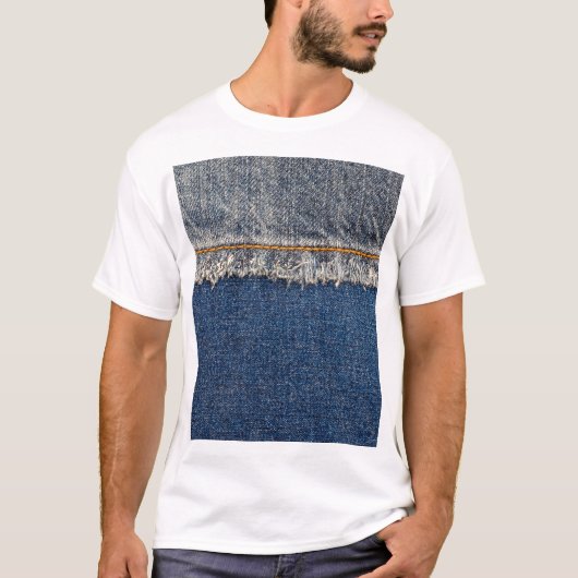 Oranje steek, dubbele denim patch. t-shirt (Voorkant)
