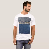 Oranje steek, dubbele denim patch. t-shirt (Voorkant volledig)