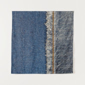 Oranje steek, dubbele denim patch. wandkleed (Voorkant (horizontaal))