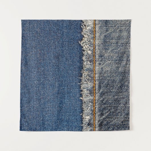 Oranje steek, dubbele denim patch. wandkleed (Voorkant (horizontaal))