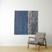 Oranje steek, dubbele denim patch. wandkleed (In Situ (horizontaal))