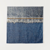 Oranje steek, dubbele denim patch. wandkleed (Voorkant)