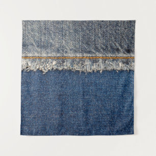 Oranje steek, dubbele denim patch. wandkleed