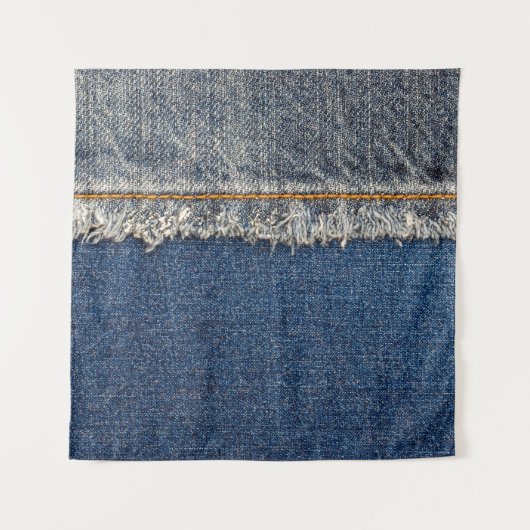 Oranje steek, dubbele denim patch. wandkleed (Voorkant)