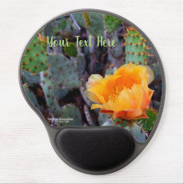 Oranje stekelige peer opuntia cactus bloesem foto gel muismat