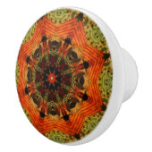 Oranje ster Victoriaans quilt geïnspireerd Keramische Knop (Rechts)