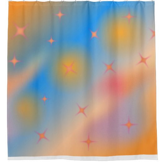 Oranje sterren douchegordijn (Voorkant)