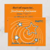 Oranje sterren verjaardagsfeestje uitnodiging (Voorkant / Achterkant)