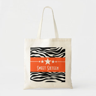 Oranje sterren Zebra Print Sweet 16-tas Tote Bag