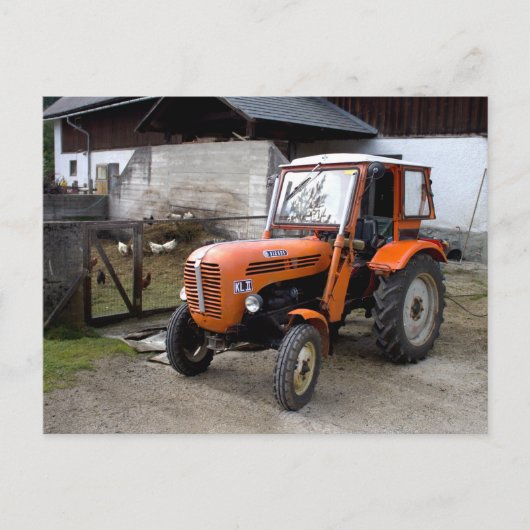 Oranje Steyr Tractor KL II Briefkaart (Voorkant)