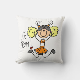 Oranje Stick Figure Cheerleader T-shirts en cadeau Kussen