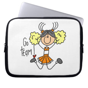 Oranje Stick Figure Cheerleader T-shirts en cadeau Laptop Sleeve