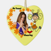 Oranje Stick Figuur Cheerleader Ornament (Rechts)