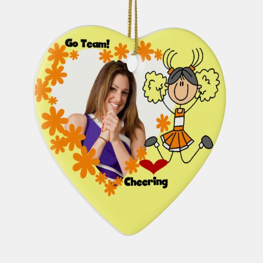 Oranje Stick Figuur Cheerleader Ornament (Rechts)