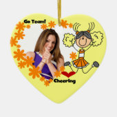 Oranje Stick Figuur Cheerleader Ornament (Voorkant)