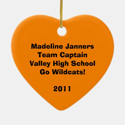 Oranje Stick Figuur Cheerleader Ornament (Achterkant)