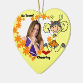 Oranje Stick Figuur Cheerleader Ornament (Links)