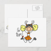 Oranje Stick Figuur Cheerleader t-shirts en cadeau Briefkaart (Voorkant / Achterkant)