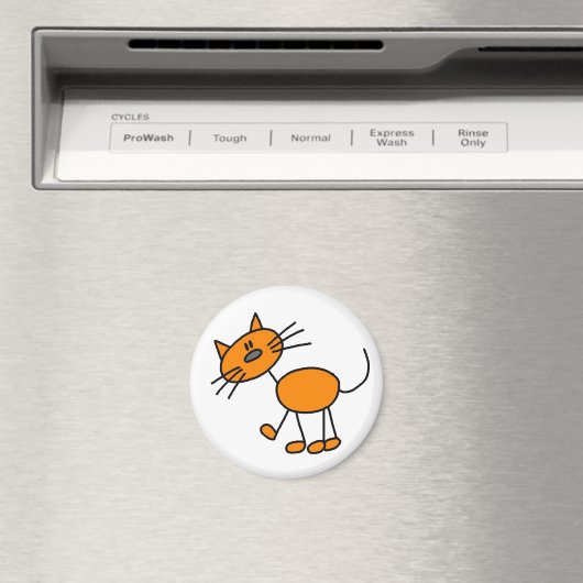 Oranje stick figuur kat magneet (Insitu (Vaatwasser))