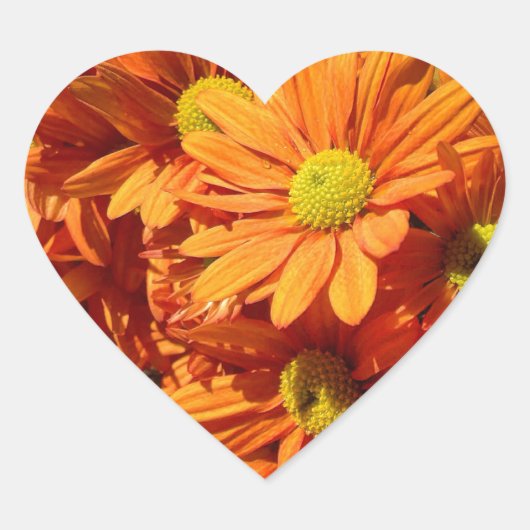 Oranje sticker van het florale hart (Voorkant)