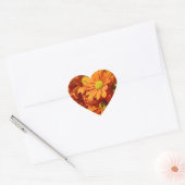 Oranje sticker van het florale hart (Envelop)