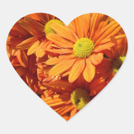 Oranje sticker van het florale hart