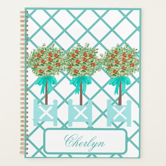 Oranje Stickers van de boomstam Blauwe gember Planner (Voorkant)