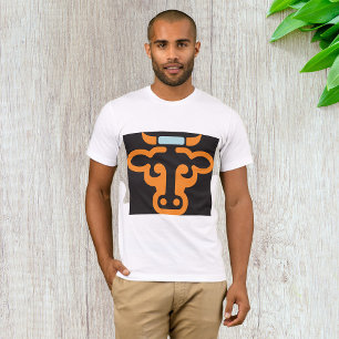 Oranje Stier Kop Minimalistische Koe T-shirt