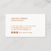 Oranje stijlvolle, moderne minimale Visitekaartjes (Achterkant)