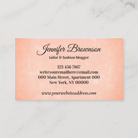 Oranje stijlvolle naalddraden naadloos naaien visitekaartje (Achterkant)