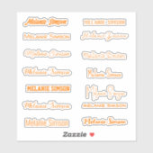 Oranje stijlvolle naam Halloween script handschrif Sticker (Vel)