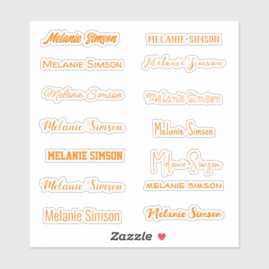 Oranje stijlvolle naam Halloween script handschrif Sticker (Vel)