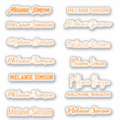 Oranje stijlvolle naam Halloween script handschrif Sticker (Voorkant)