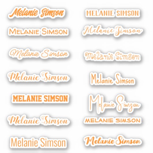 Oranje stijlvolle naam Halloween script handschrif Sticker (Voorkant)